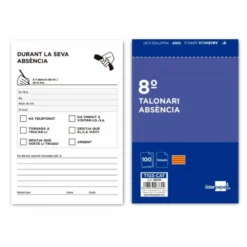 Talonario liderpapel ausentes 8º original t103 texto en catalan