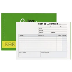 Talonario liderpapel entregas 8º original y copia t228 apaisado texto en catalan