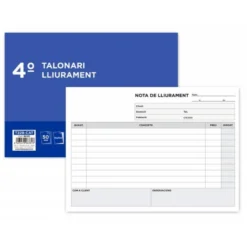 Talonario liderpapel entregas cuarto original y copia t229 apaisado texto en catalan