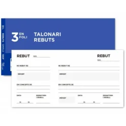 Talonario liderpapel recibos 3/fº original t105 con matriz texto en catalan