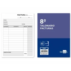 Talonario liderpapel facturas 8º original y copia t201 sin I.V.A.