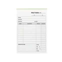 Talonario liderpapel facturas 8º original t100 con i.V.A.