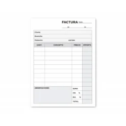 Talonario liderpapel facturas 8º original y 2 copias t300 con i.V.A.