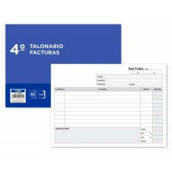 Talonario liderpapel facturas cuarto original y copia t218 apaisado con I.V.A.