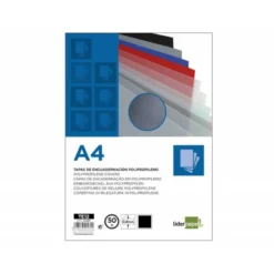 Tapa de Encuadernacion Polipropileno Liderpapel DIN A4 Negra 0.8mm pack 50 uds