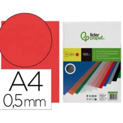 Tapa de Encuadernacion Polipropileno Liderpapel Din A4 rojo Opaco 0,5 mm pack 100 uds