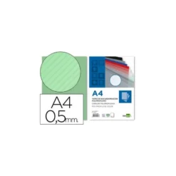 Tapa de Encuadernacion Polipropileno Rayado Liderpapel DIN A4 Verde 0.5mm pack 100 uds