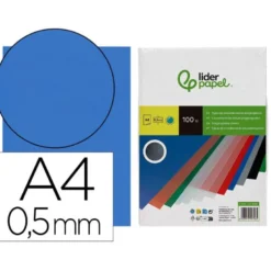 Tapa de Encuadernacion Polipropileno Liderpapel Din A4 azul Opaco 0,5 mm pack 100 uds