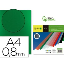Tapa de Encuadernacion Polipropileno Liderpapel DIN A4 Verde 0.8mm pack 50 uds