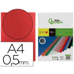 Tapa de Encuadernacion Polipropileno Liderpapel DIN A4 Color Rojo 0,5 mm pack 100 uds