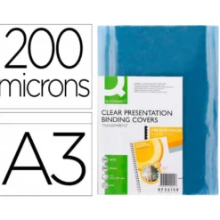 Tapa de Encuadernacion PVC Q connect Din A3 Incolora 200MC pack 100 uds