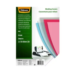 Tapa de Encuadernacion PVC Fellowes DIN A3 Color Transparente Cristal 200 micras pack 100 uds