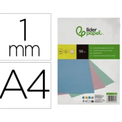 TAPA ENCUADERNACION LIDERPAPEL CARTON DIN A4 1 MM ROSA PAQUETE DE 50 UNIDADES