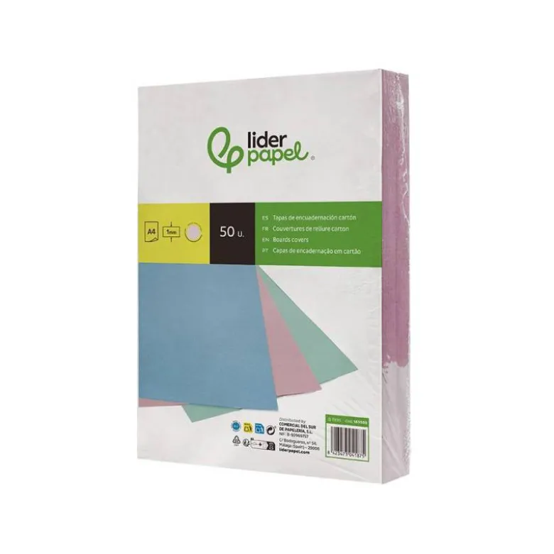 TAPA ENCUADERNACION LIDERPAPEL CARTON DIN A4 1 MM ROSA PAQUETE DE 50 UNIDADES