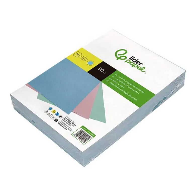 TAPA ENCUADERNACION LIDERPAPEL CARTON DIN A4 1 MM CELESTE PAQUETE DE 50 UNIDADES
