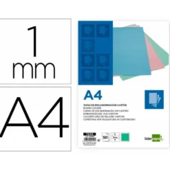 TAPA ENCUADERNACION LIDERPAPEL CARTON DIN A4 1 MM VERDE MENTA PAQUETE DE 50 UNIDADES