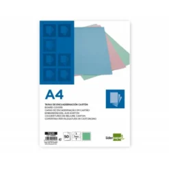 TAPA ENCUADERNACION LIDERPAPEL CARTON DIN A4 1 MM VERDE MENTA PAQUETE DE 50 UNIDADES