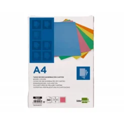 TAPA ENCUADERNACION LIDERPAPEL CARTON A4 0,9MM ROSA FLUOR PAQUETE DE 50 UNIDADES