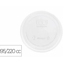 TAPA DE PLASTICO BIODEGRADABLE PARA VASO DE 195/220 CC PAQUETE DE 100 UNIDADES