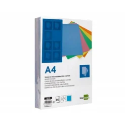 TAPA ENCUADERNACION LIDERPAPEL CARTON DIN A4 0,9MM AZUL FLUOR PAQUETE DE 50 UNIDADES