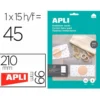 TARJETA DE VISITA APLI INVITACION HOGAR 210X99 MM 200 GR BLANCA BOLSA DE 15 HOJAS DIN A4
