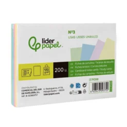 TARJETA LIDERPAPEL PARA ESTUDIAR LISA CARTULINA DE COLORES 170 GR/M2 100X150MM PAQUETE DE 200 UNIDADES
