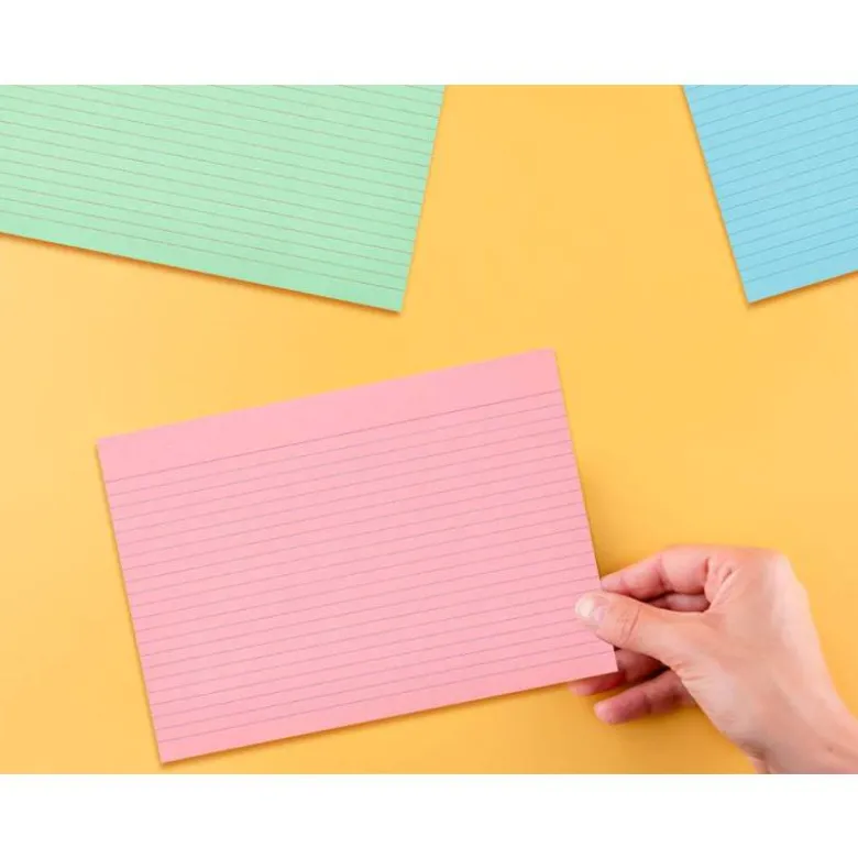TARJETA LIDERPAPEL PARA ESTUDIAR RAYADA CARTULINA DE COLORES 170 GR/M2 125X200MM PAQUETE DE 200 UNIDADES