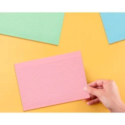 TARJETA LIDERPAPEL PARA ESTUDIAR RAYADA CARTULINA DE COLORES 170 GR/M2 160X220MM PAQUETE DE 200 UNIDADES