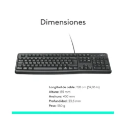 Teclado multimedia cable Logitech K120 1,5 m color Negro