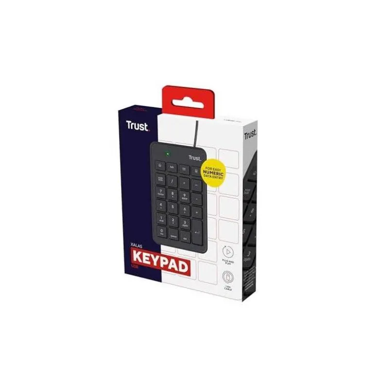 TECLADO NUMERICO TRUST XALAS NUMPAD CON CABLE LONGITUD 145 CM USB 2.0 COLOR NEGRO