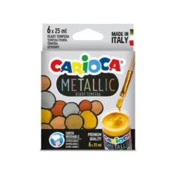 TEMPERA ESCOLAR CARIOCA METALLIC BOTE 25 ML CAJA DE 6 COLORES SURTIDOS