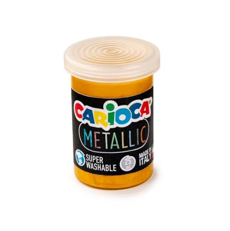 TEMPERA ESCOLAR CARIOCA METALLIC BOTE 25 ML CAJA DE 6 COLORES SURTIDOS
