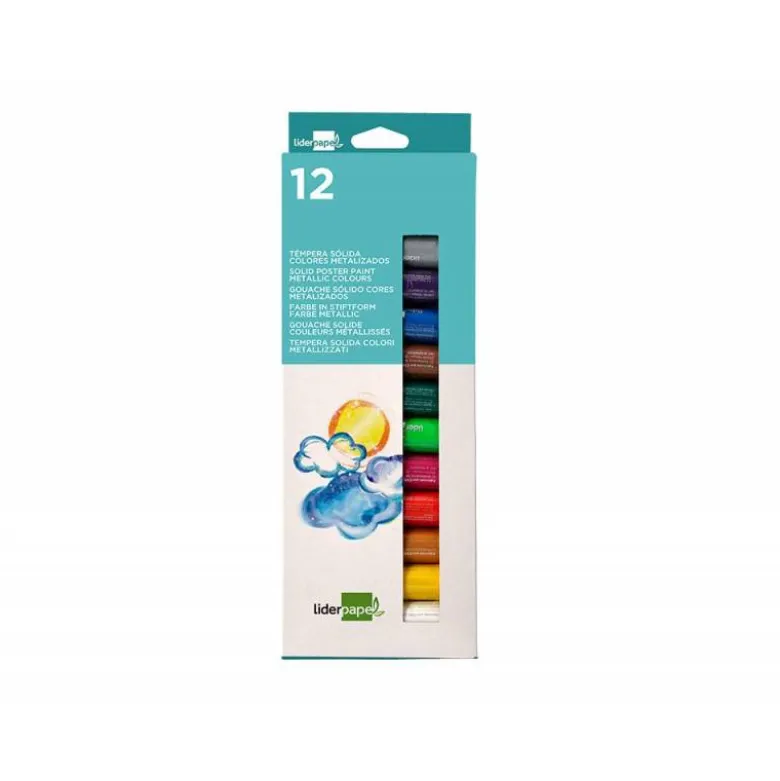 TEMPERA SOLIDA EN BARRA LIDERPAPEL ESCOLAR 10 GR CAJA DE 12 COLORES SURTIDOS