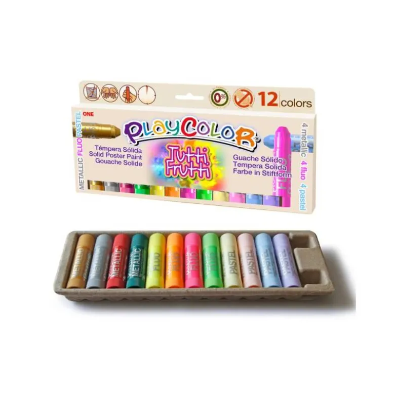 TEMPERA SOLIDA PLAYCOLOR TUTTI FRUTTI ONE CAJA DE 12 UNIDADES COLORES SURTIDOS