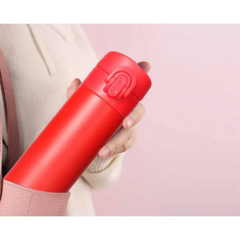 TERMO LIDERPAPEL ACERO INOXIDABLE CON DOBLE COBERTURA Y SISTEMA DE APERTURA FACIL CON BOTON 330