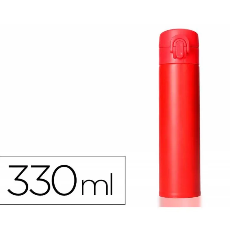 TERMO LIDERPAPEL ACERO INOXIDABLE CON DOBLE COBERTURA Y SISTEMA DE APERTURA FACIL CON BOTON 330