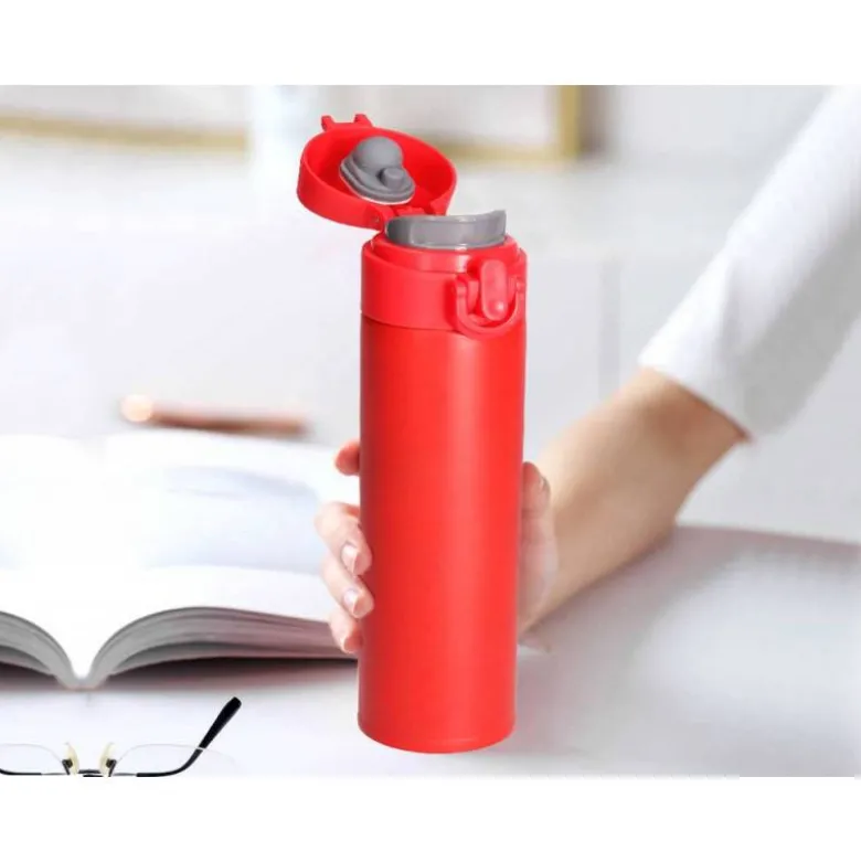 TERMO LIDERPAPEL ACERO INOXIDABLE CON DOBLE COBERTURA Y SISTEMA DE APERTURA FACIL CON BOTON 330