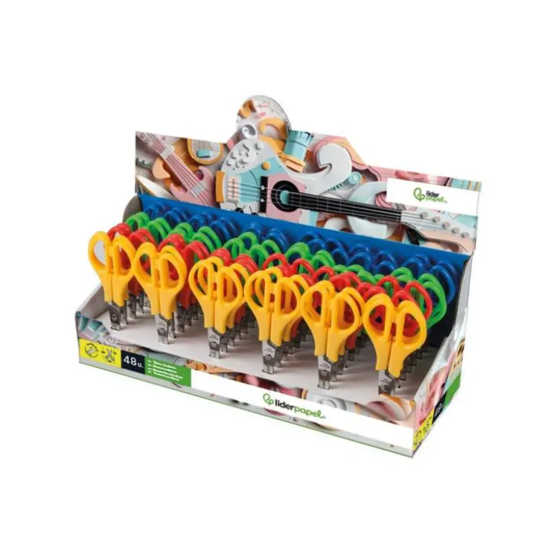 Tijera escolar Liderpapel Acero inoxidable punta redondeada 14cm