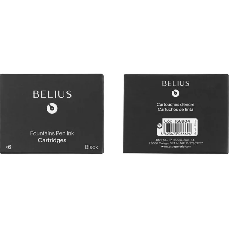TINTA ESTILOGRAFICA BELIUS NEGRO CAJA 6 CARTUCHOS