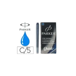 Tinta estilografica parker azul permanente caja de 5 cartuchos