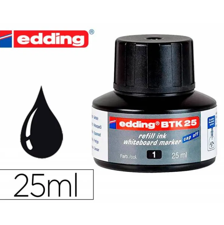 TINTA ROTULADOR EDDING PIZARRA BLANCA BTK-25 COLOR NEGRO FRASCO DE 25 ML