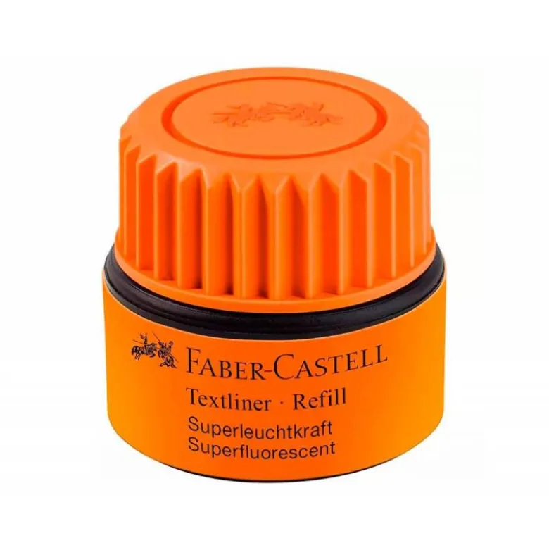 TINTA ROTULADOR FABER CASTELL TEXTLINER FLUORESCENTE 1549 CON SISTEMA CAPILAR COLOR NARANJA FRASCO DE 30 ML