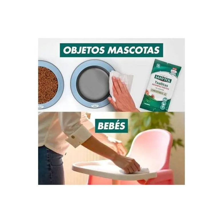 TOALLITA DESINFECTANTE SANYTOL BIODEGRADABLE PAQUETE DE 24 UNIDADES