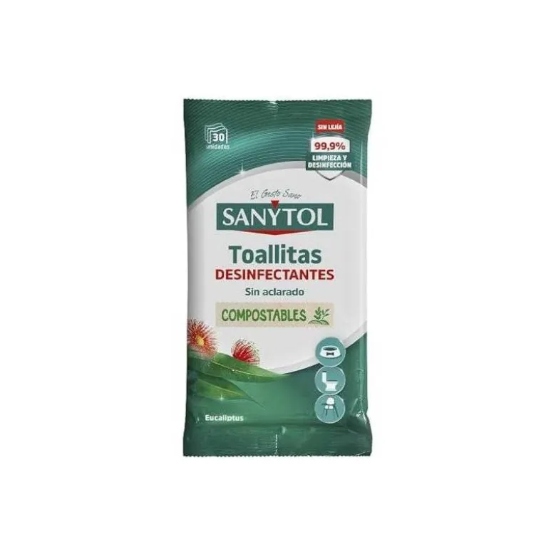 TOALLITA DESINFECTANTE SANYTOL BIODEGRADABLE PAQUETE DE 24 UNIDADES