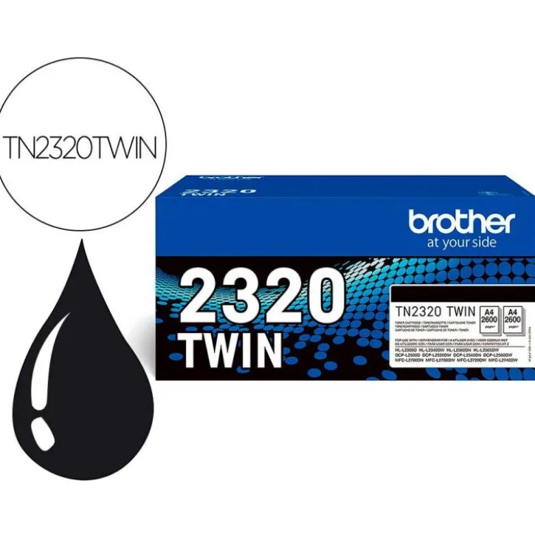 TONER BROTHER TN-2320 DCPL2520DW /2540D/ MFCL2700DW / 2720DW / 2740DW NEGRO 2600 PAGINAS PACK 2 UNIDADES