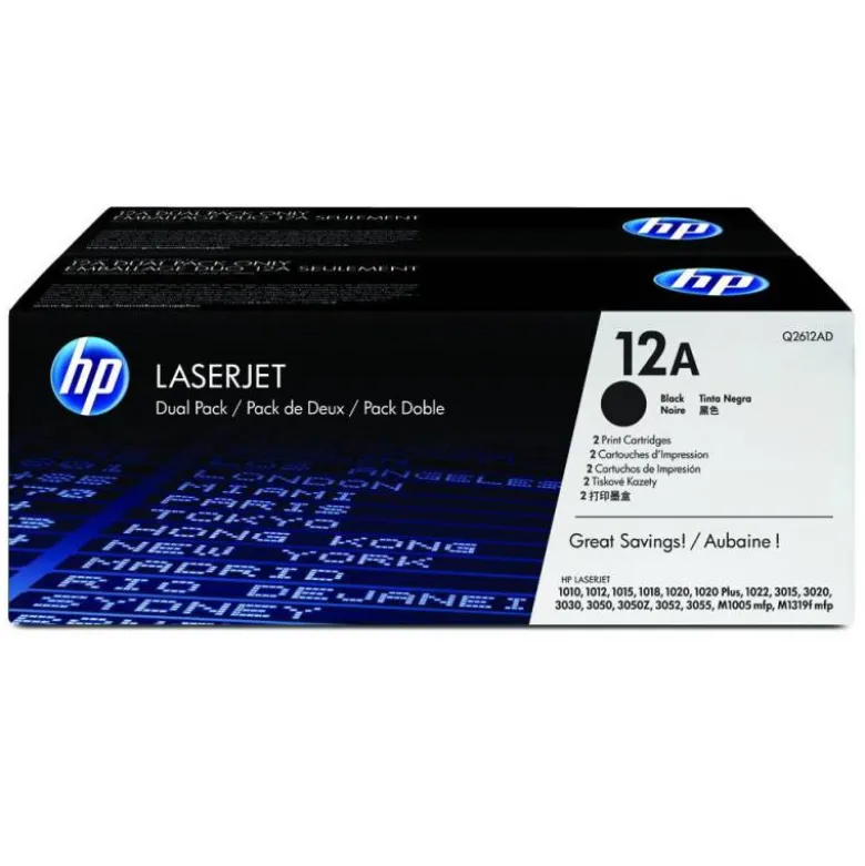 TONER HP LASERJET 1010 1012 1015 1018 1020 1022 3015 3020 3030 3050 3052 3055 12A NEGRO PACK 2 2.000 PAG