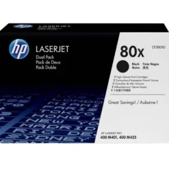 TONER HP LASERJET PRO 80X M401 M425 NEGRO PACK DE 2 UNIDADES 6900 PAGINAS