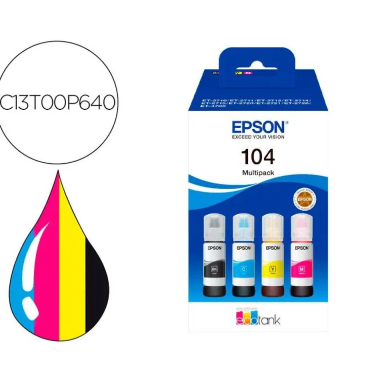TONER INK-JET EPSON 104 MULTIPACK /ECOTANK ET-2710 / ET-2711 / ET-2712 / ET-2714 / ET-2715 C13T00P640