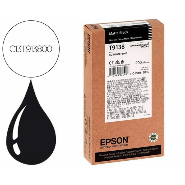 TONER INK-JET EPSON T9138 NEGRO MATE C13T913800