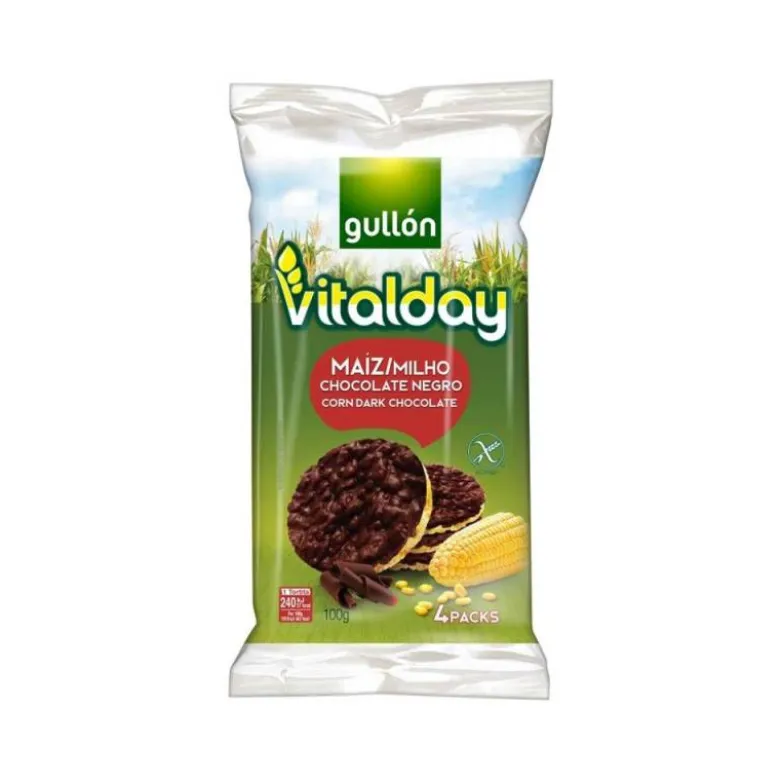 TORTITAS DE MAIZ GULLON VITALDAY CHOCOLATE NEGRO PAQUETE DE 4 UNIDADES 25 GR